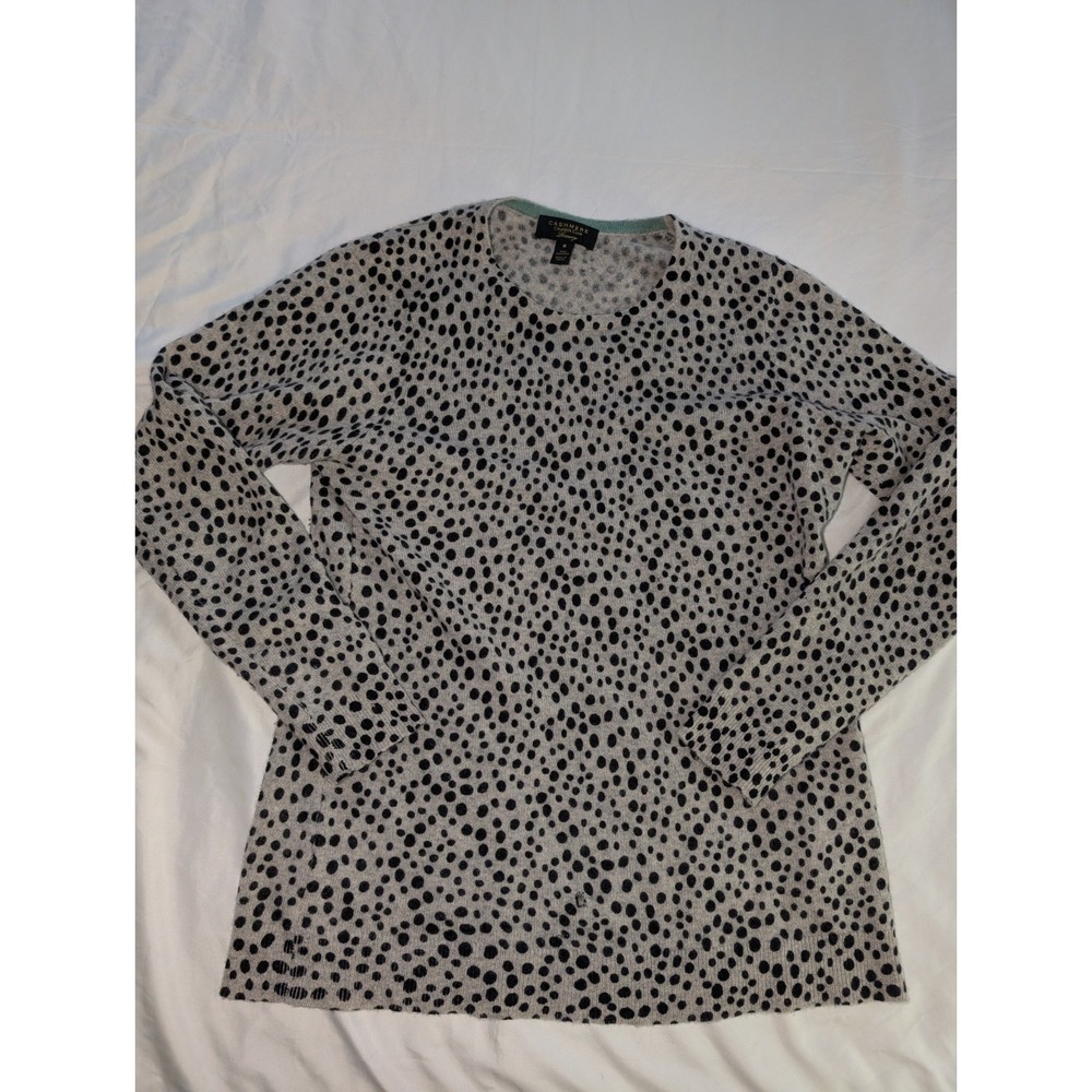 Charter Club Women's Medium 100% Cashmere Long Sleeve Spotted Super Soft Sweater